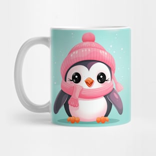 Cute Penguin Wearing A Pink Beanie Mug